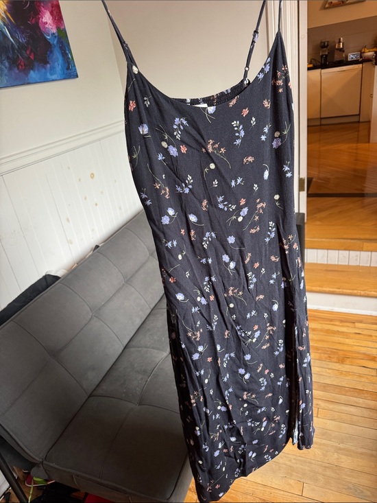 Babaton Dresses & Skirts - Navy blue Floral Slip Dress with Delicate Blue & Pink Blooms